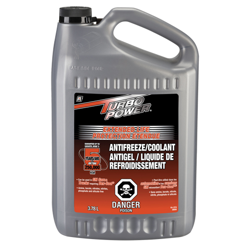 Antigel/liquide de refroidissement concentr&eacute; pour dur&eacute;e de vie prolong&eacute;e Turbo Power, 3,78 L, Gallon Planification Entrepots Molloy