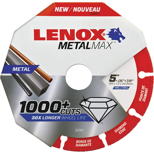 MetalMax Cut-Off Wheel, 5" x 0.05", 7/8" Arbor, Type 1, Diamond, 12200 RPM Planification Entrepots Molloy