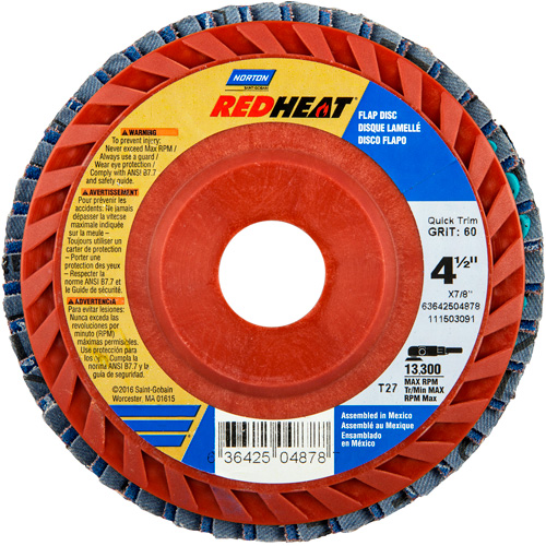 Disques &agrave; lamelles en plastique Red Heat, 4-1/2" x 7/8", Type 27, Grain 40, C&eacute;ramique d'alumine Planification Entrepots Molloy