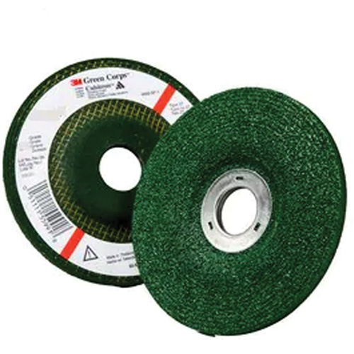 Green Corps Depressed Centre Wheel, 4-1/2" x 1/4", 7/8" Arbor, Aluminum Oxide, Type 27 Planification Entrepots Molloy