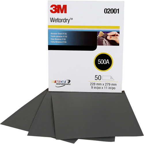Wetordry Abrasive Sheet 411Q, 9" x11", 500 Grit, Silicon Carbide Planification Entrepots Molloy