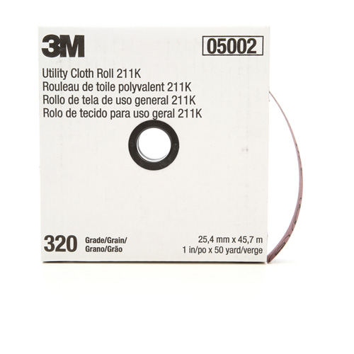 Rouleau de toile abrasive polyvalente 211K, Oxyde d'aluminium, 1" la x 150' lo, Grain 320 Planification Entrepots Molloy