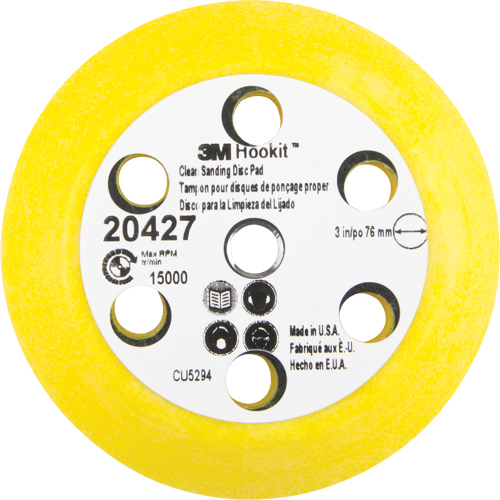 Hookit Clean Sanding Disc Pad Kit, 3" Dia. Planification Entrepots Molloy