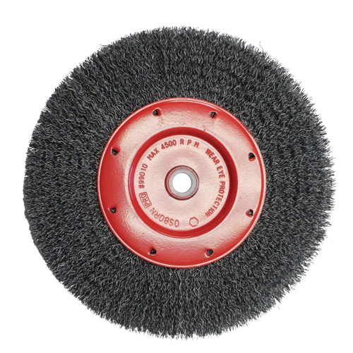 Economy Crimped Wire Wheel Brushes - Narrow Face, 6" Dia., 0.014 Fill, 2" Arbor Planification Entrepots Molloy