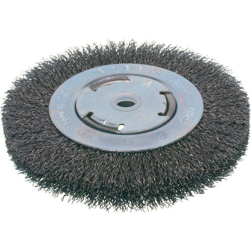 Economy Crimped Wire Wheel Brushes - Medium Face, 6" Dia., 0.014 Fill, 2" Arbor Planification Entrepots Molloy