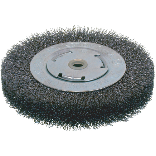Economy Crimped Wire Wheel Brushes - Wide Face, 6" Dia., 0.014 Fill, 2" Arbor Planification Entrepots Molloy