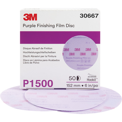 Hookit Purple Finishing Film Abrasive Disc, 6" Dia., P1500 Grit, Aluminum Oxide Planification Entrepots Molloy