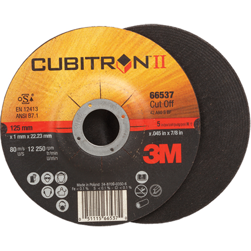 Cut-Off Wheels - CubitronII, 5" x 0.045", 7/8" Arbor, Type 27, Ceramic, 12250 RPM Planification Entrepots Molloy