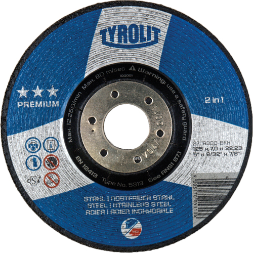 Premium 2-in-1 Grinding Wheel, 4-1/2" x 9/32", 7/8" Arbor, Type 27 Planification Entrepots Molloy