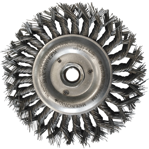 Brosses m&eacute;talliques &agrave; touret, Dia. 6", Fils 0,014", Arbre 5/8"-11, Acier Planification Entrepots Molloy