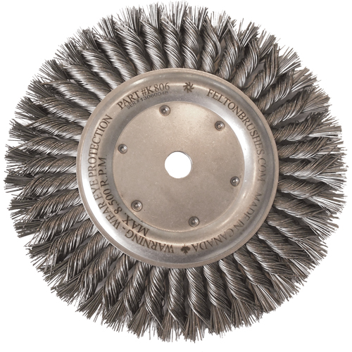 Brosses m&eacute;talliques &agrave; touret, Dia. 8", Fils 0,014", Arbre 5/8"-11, Acier Planification Entrepots Molloy