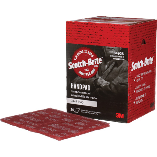 Scotch-Brite 7447 Hand Pads, Aluminum Oxide, 9" x 6", Very Fine Grit Planification Entrepots Molloy