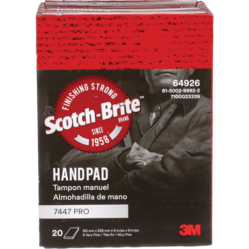Scotch-Brite 7447 Hand Pads, Aluminum Oxide, 9" x 6", Very Fine Grit Planification Entrepots Molloy
