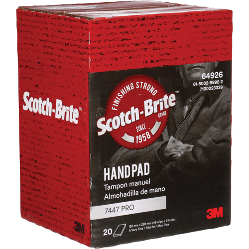 Scotch-Brite 7447 Hand Pads, Aluminum Oxide, 9" x 6", Very Fine Grit Planification Entrepots Molloy