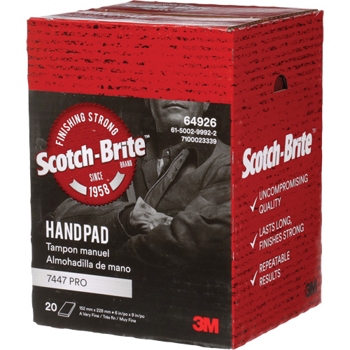 Scotch-Brite 7447 Hand Pads, Aluminum Oxide, 9" x 6", Very Fine Grit Planification Entrepots Molloy