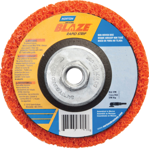 Disque &agrave; moyeu d&eacute;port&eacute; 4-1/2" non tiss&eacute; Blaze Rapid Strip, 4-1/2" dia., Grain Cors&eacute; Planification Entrepots Molloy