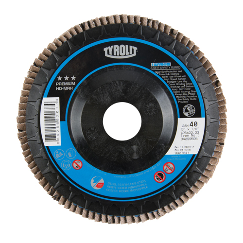 Flap Disc, 5" x 7/8", Type 27, 40 Grit, Zirconium Planification Entrepots Molloy