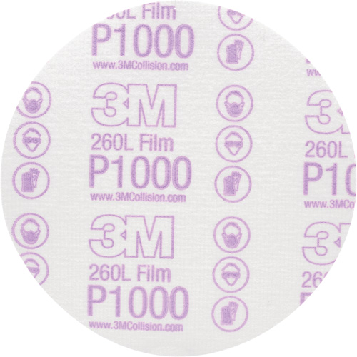 Hookit Finishing Film Disc, 6" Dia., P1000 Grit, Aluminum Oxide, Film Planification Entrepots Molloy