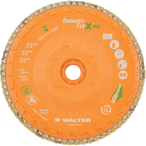 Disque &agrave; lamelles vissable Enduro-Flex Alu, 4-1/2" x 5/8"-11, Type 27, Grain 40, Alumine de zirconium Planification Entrepots Molloy