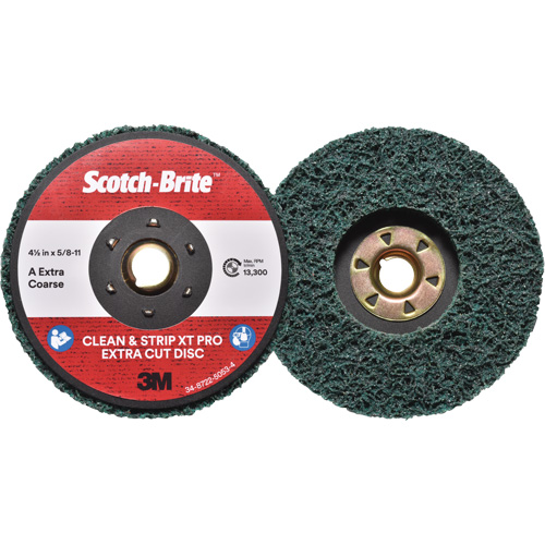 Disque extra coupe  Clean and Strip  XT Pro Scotch-Brite, 4-1/2" dia., Grain Extra grossier, Oxyde d'aluminium Planification Entrepots Molloy