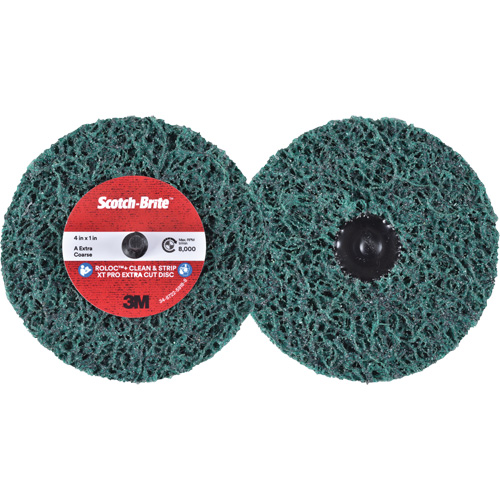 Disque extra coupe  Clean and Strip  XT Pro Roloc Scotch-Brite, 4" dia., Grain Extra grossier, Oxyde d'aluminium Planification Entrepots Molloy
