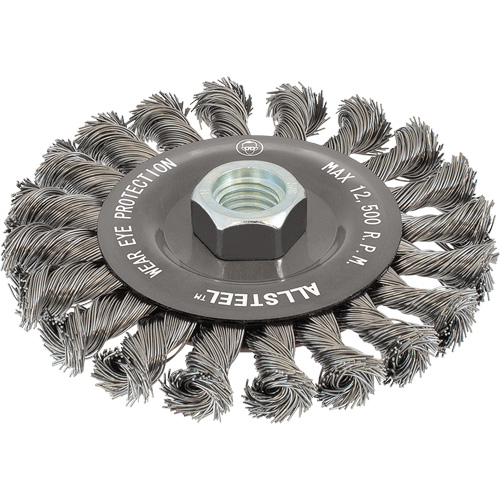 AllSteel Wire Brush, 6" Dia., 0.02" Fill, 5/8"-11 Arbor, Steel Planification Entrepots Molloy
