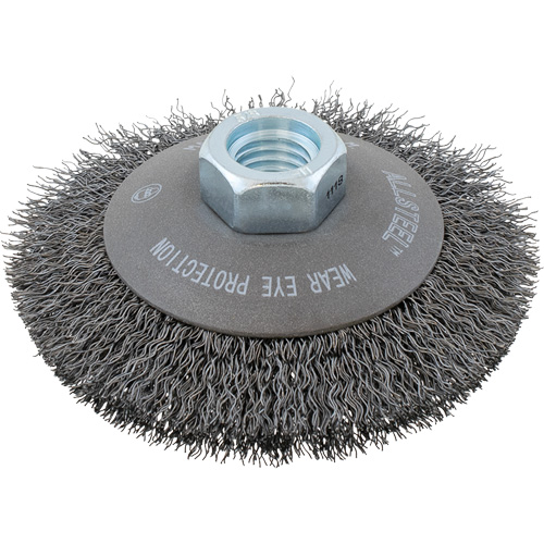 AllSteel Crimped Wire Brush, 5" Dia., 0.0118" Fill, 5/8"-11 Arbor Planification Entrepots Molloy