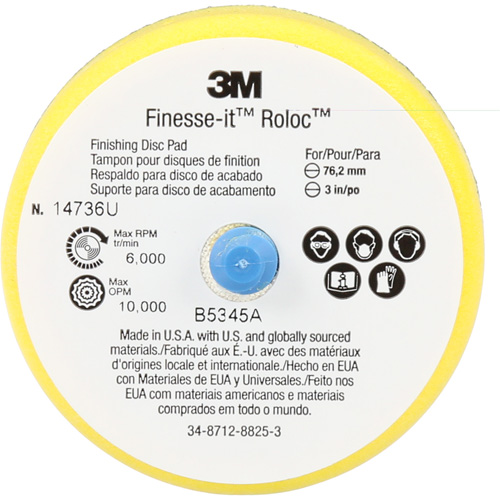 Finesse-it Roloc Finishing Disc Pad, 3" Dia. Planification Entrepots Molloy