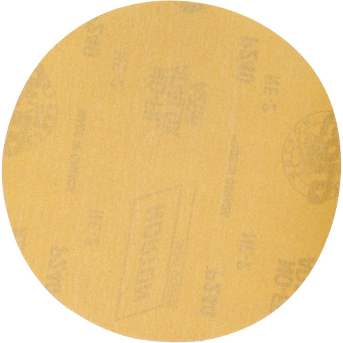Disque de ponçage en papier H&L Gold Reserve A296 avec trous d'aspiration, dia 6", Grain 240, Oxyde d'aluminium, Poids C Planification Entrepots Molloy