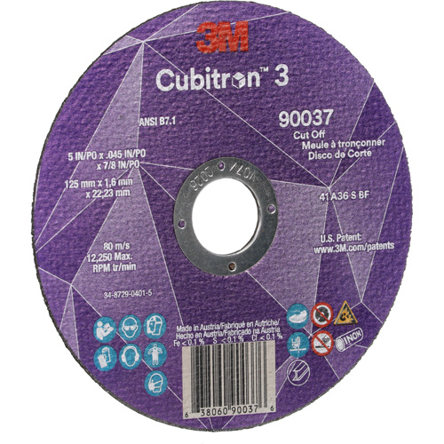 Cubitron 3 Cut-Off Wheel, 5" x 0.045", 7/8" Arbor, Type 1, Ceramic, 12250 RPM Planification Entrepots Molloy