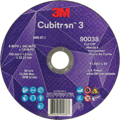 Cubitron 3 Cut-Off Wheel, 6" x 0.045", Type T27, Ceramic, 10200 RPM Planification Entrepots Molloy