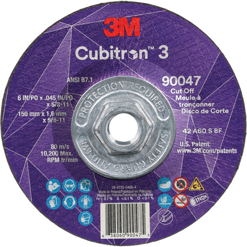 Meule &agrave; tronçonner Cubitron 3, 6" x 0,045", Arbre de 5/8"-11, Type T27, C&eacute;ramique, 10 200 Tr/min Planification Entrepots Molloy