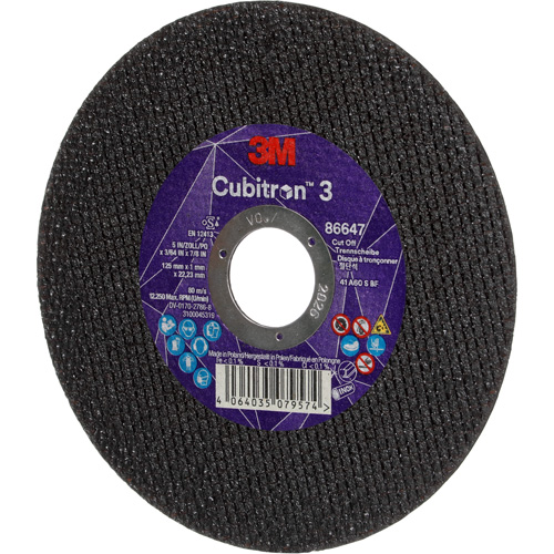 Disque de coupe Cubitron 3, 5" x 9/32", Arbre de 3/8", Type 41 Planification Entrepots Molloy