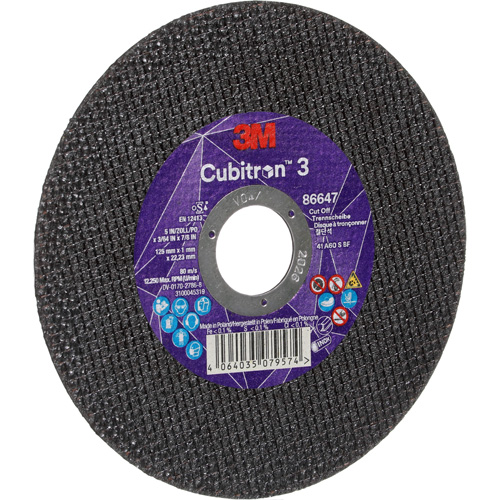 Disque de coupe Cubitron 3, 5" x 9/32", Arbre de 3/8", Type 41 Planification Entrepots Molloy