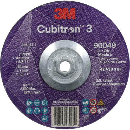 Meule &agrave; tronçonner Cubitron 3, 7" x 0,09", Arbre de 5/8"-11, Type T27, C&eacute;ramique, 8500 Tr/min Planification Entrepots Molloy