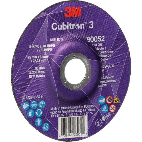 Meule &agrave; tronçonner Cubitron 3, 5" x 0,04", Arbre de 7/8", Type 27, C&eacute;ramique, 60 Tr/min Planification Entrepots Molloy