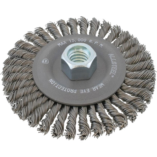 ALLSTEEL Wheel Wire Brush, 6" Dia., 0.02" Fill, 5/8"-11 Arbor Planification Entrepots Molloy