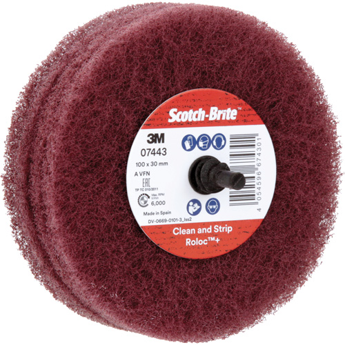 Roue de ponçage &agrave; usage g&eacute;n&eacute;ral Scotch-Brite Roloc Plus, 4" dia. Planification Entrepots Molloy