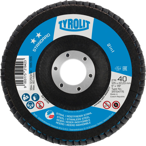 2-in-1 Flap Disc, 5" x Type 27A, 60 Grit Planification Entrepots Molloy