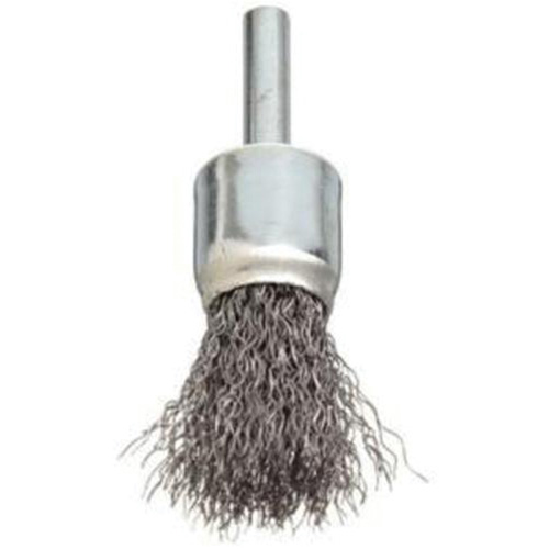 Brosse &agrave; fils cr&ecirc;p&eacute;s avec moyeu, 3/4", Fils 0,006", Tige 1/4" Planification Entrepots Molloy