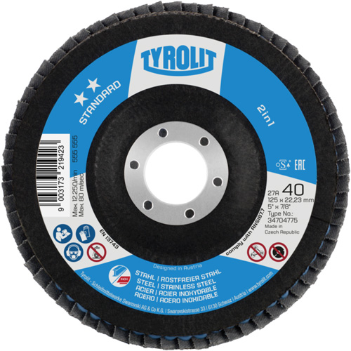 2-in-1 Flap Disc, 4-1/2" x 22.5 mm, Type 27A, 60 Grit, Ceramic Alumina Planification Entrepots Molloy