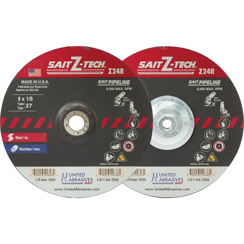 Sait Z-Tech Pipeline High Performance Wheel, 7" x 1/8", 5/8"-11 Arbor, Zirconium, Type 27 Planification Entrepots Molloy