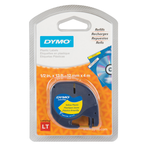&eacute;tiquettes pour &eacute;tiqueteuse LetraTag Plus LT-100H, 12 mm x 13', Noir sur jaune Planification Entrepots Molloy