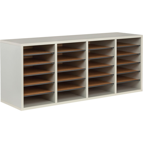 Casier &agrave; compartiments r&eacute;glable pour documentation, Stationnaire, 24 fentes, Bois, 39-1/4" la x 11-3/4" p x 16-1/4" h Planification Entrepots Molloy