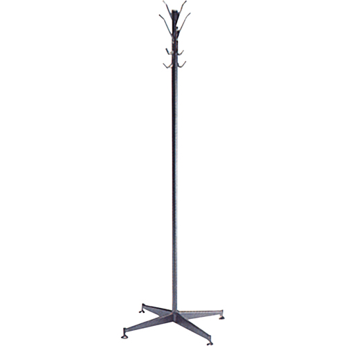 Coat Tree, 60" H, Steel, Black, 8 Hook(s) Planification Entrepots Molloy