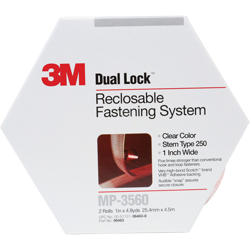 Attache refermable Dual Lock, Auto-appariement, 5 vg x 1", Adh&eacute;sif, Transparent Planification Entrepots Molloy