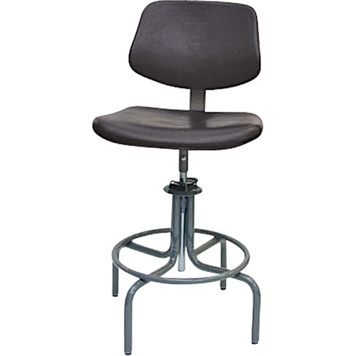 Tabouret rectangulaire avec dos de s&eacute;rie 600, Mobile, Ajustable, 25" - 31", Polyur&eacute;thane Si&egrave;ge, Noir Planification Entrepots Molloy