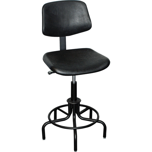 Tabouret avec dossier de s&eacute;rie 6000, Stationnaire, Ajustable, , Polyur&eacute;thane Si&egrave;ge, Noir Planification Entrepots Molloy