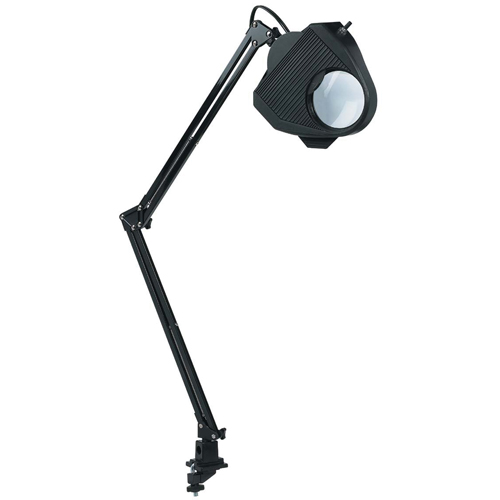 Magnifying Task Light, 60 W, Fluorescent/Incandescent/LED, Clamp, 40" Neck, Black Planification Entrepots Molloy