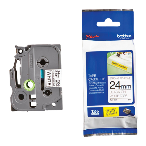 Laminated Industrial Tape, 24 mm x 13', Black on White Planification Entrepots Molloy